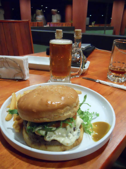 Hamburger Fries and Beer