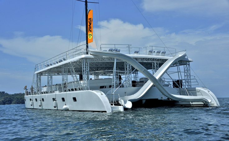 Zumba rocking the Ocean King Catamaran