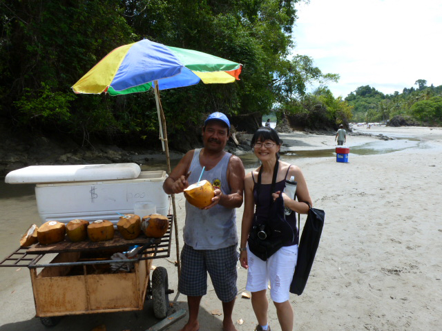 drinking coconut water manuel antonio national park