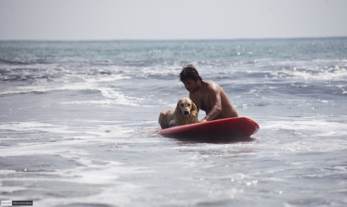 Carton helping Linda catch the next wave.