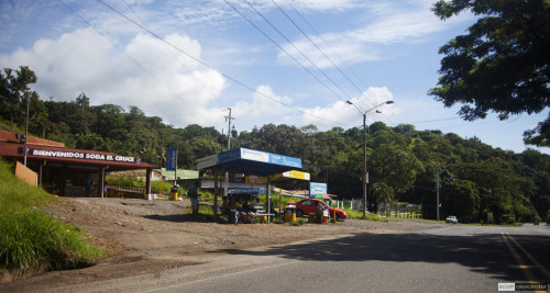The bus stop and soda at El Cruce de Barranca, Costa Rica.