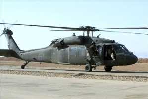 This photograph from September 2003 shows a Black Hawk helicopter about to take off from an airfield in Iraq. EFE