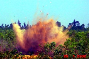 A landmine explosion. Source: Wikimedia Commons