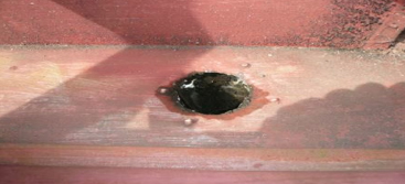 mold buildup and a gutter hole mold buildup and a gutter hole
