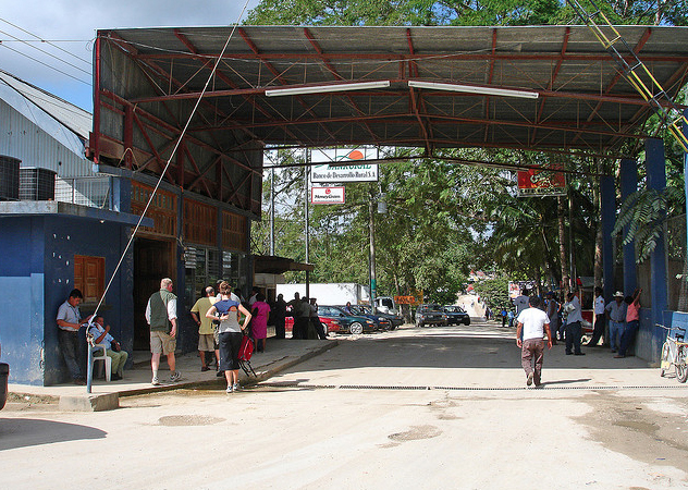 border crossing from Belize at Melchor de Mencos border crossing from Belize at Melchor de Mencos