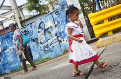 Child at the Independence Day parade in Jacó, Costa Rica.