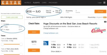 Kayak screenshot on June 3, 2015