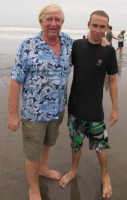 Father and son at the beach in Jaco.
