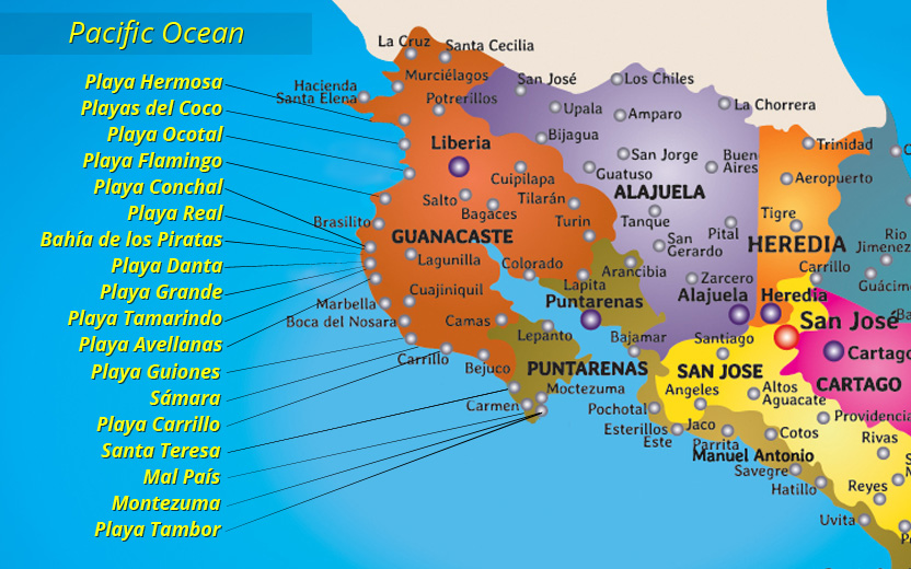 Costa Rica Map Beaches A Detailed Look at the Best Beaches in Guanacaste Costa Rica 